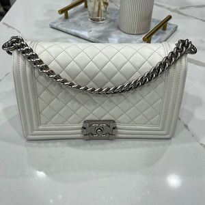 Authentic Chanel Medium boy bag with rhodium hardware